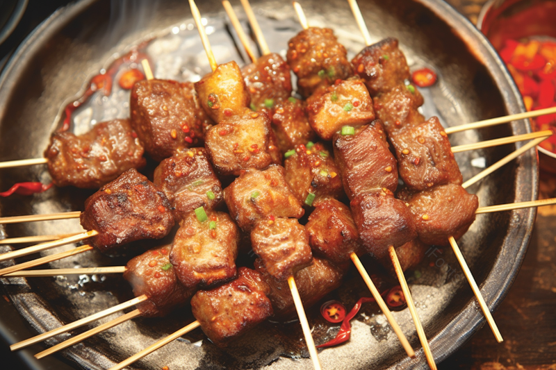 美味盘子上的肉串新疆美食烤羊肉串摄影实拍,高清,摄影图,摄影图片,图片大全,摄影图免费下载